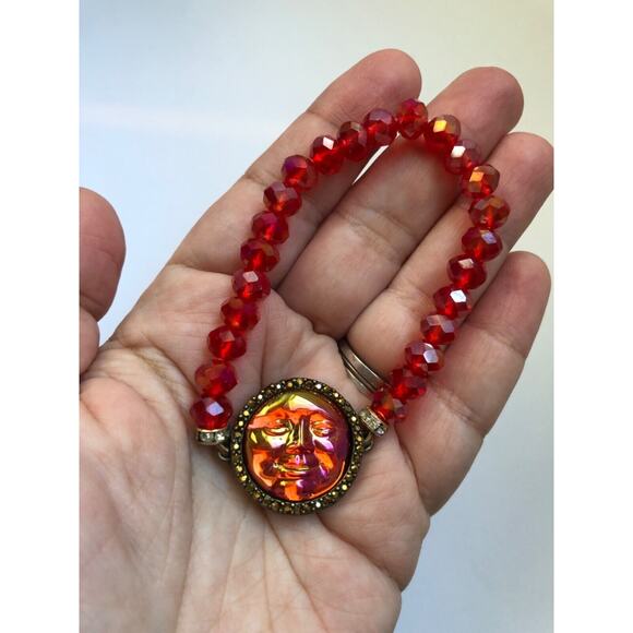 KIRKS FOLLY SeaView Water Moon Stretch Bracelet BRONZE TONE /RED - Picture 6 of 10